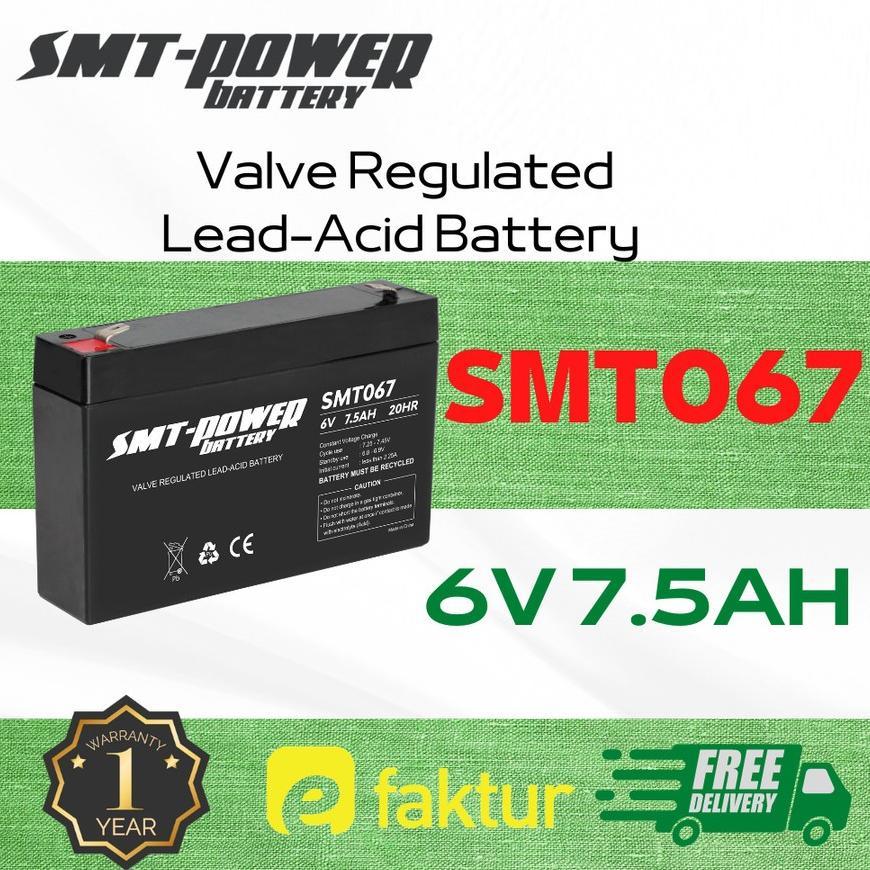 Baterai SMT-Power SMT067 6v 7.5ah 20Hr Competible 6v 7ah 20Hr. Packing Aman Kirim Seluruh Indonesia