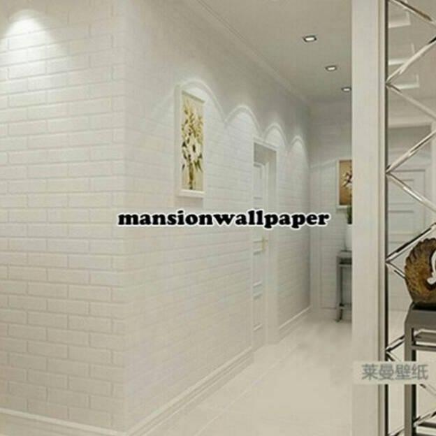 Wallpaper Dinding Motif Batu Bata Putih