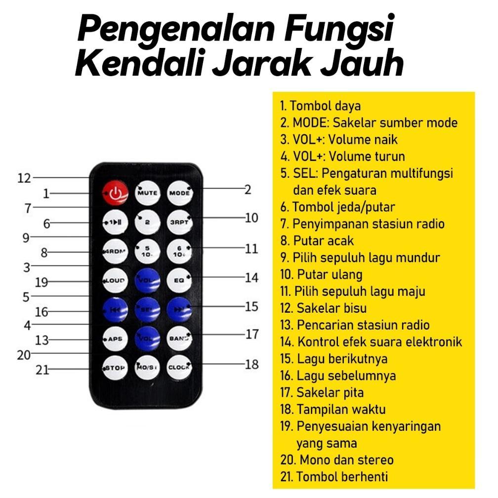 (Stok Siap)Tape Mobil Ori Singe Din Head Unit Tape Audio Radio Mobil Multifungsi Bluetooth USB MP3 F