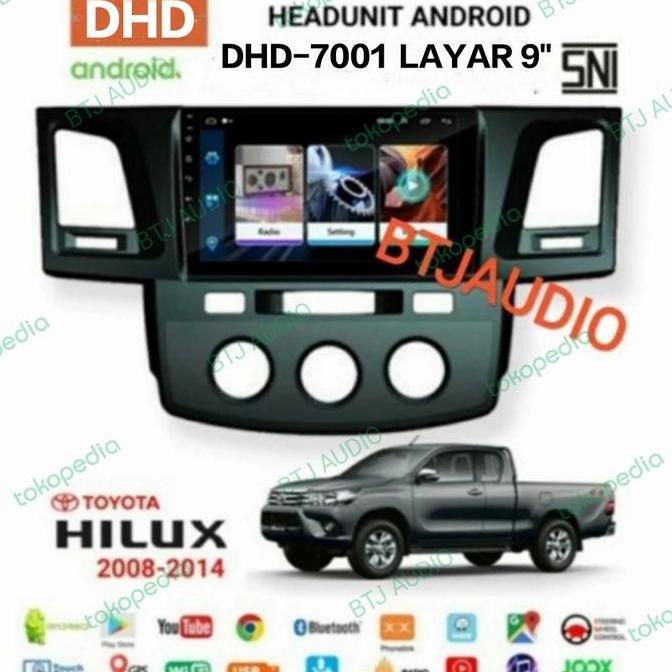 HEAD UNIT TAPE TV MOBIL ANDROID MERK ORCA SKELETON DHD UNTUK TOYOTA HILUX 2005-2015 LAYAR 9 INCH