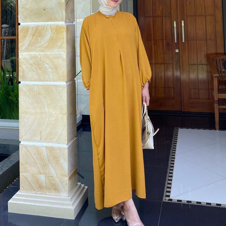 ALUNA DRESS // PUFFY DRESS CRINKLE MIDI DRESS CRINKEL JUMBO BUSUI FRINDLY LENGAN BALON LD 120