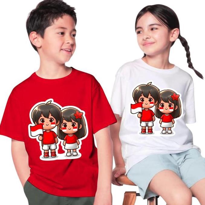 Baju 17 Agustus 2025 Anak Kaos Merah Putih Perempuan Laki Hari Kemerdekaan Indonesia 1-10 Th