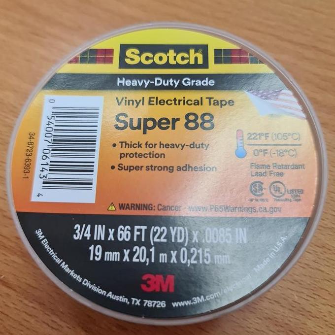 Lansungkirim- 3M Scotch Super 88 Vinyl Tape Hitam