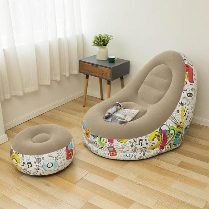 Promo Aquatic Sofa Angin Kursi Angin Santai Dengan Sandaran Kaki Inflatable Sofa Motif Cod