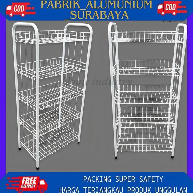 Rak Serbaguna Jumbo Susun 5/Rak Chiki/Rak Besi/Rak Toko/Rak Display/Rak Keranjang/Rak Sembako