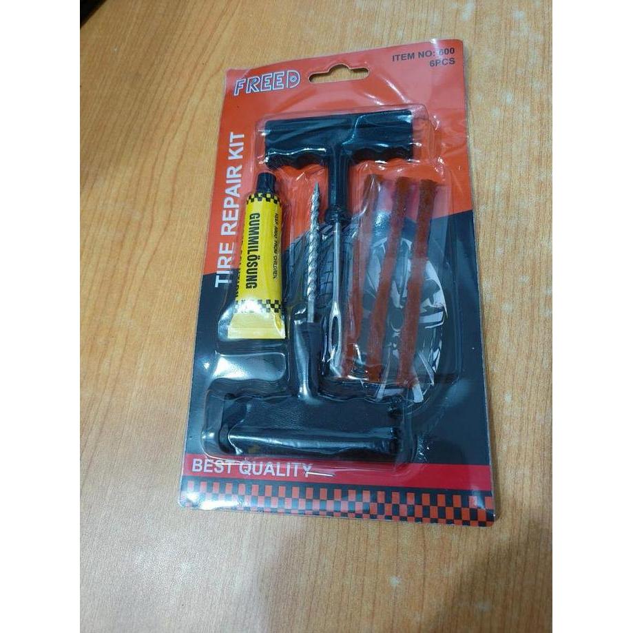 Alat Tambal Ban Tubles 1set Penambal Ban Motor Mobil Tubles FREED