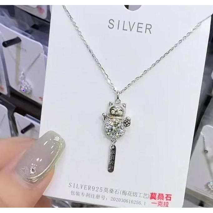 NAFELASHOP6 - LIONTIN PERAK 925 TRANSPARAN, KALUNG KAIL IKAN WANITA, RANTAI KLAVIKULA PERAK STERLING