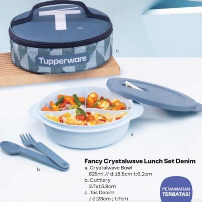 NEW TUPPERWARE CRYSTALWAVE LUNCH BOX SET (1) TEMPAT BEKAL MAKAN FREE TAS ORI