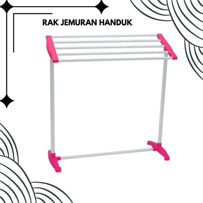 Rak Jemuran Handuk dan Pakaian Baju / Stainless Gantungan Laundry Bongkar Pasang Besi Pipa Plastik