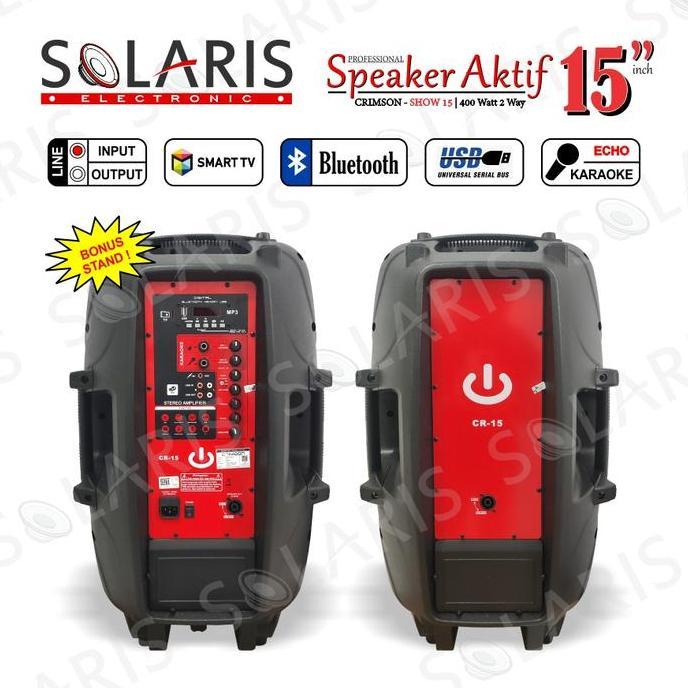 Promo Paket Komplit Speaker Aktif 15 Inch Bluetooth Crimson Show 15 Cod