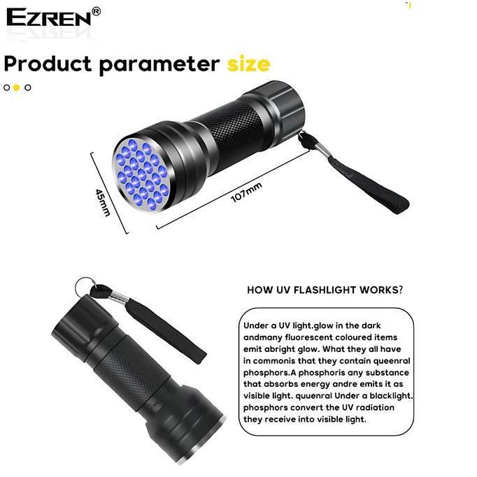 Whyx- Ezren Ez-0482 Senter Lampu Uv Ultraviolet 21 Led Money Detector