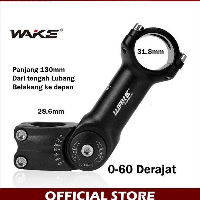 Wake Stem Sepeda MTB Rise Adjustable 0-60 Derajat 130mm OS 31.8mm