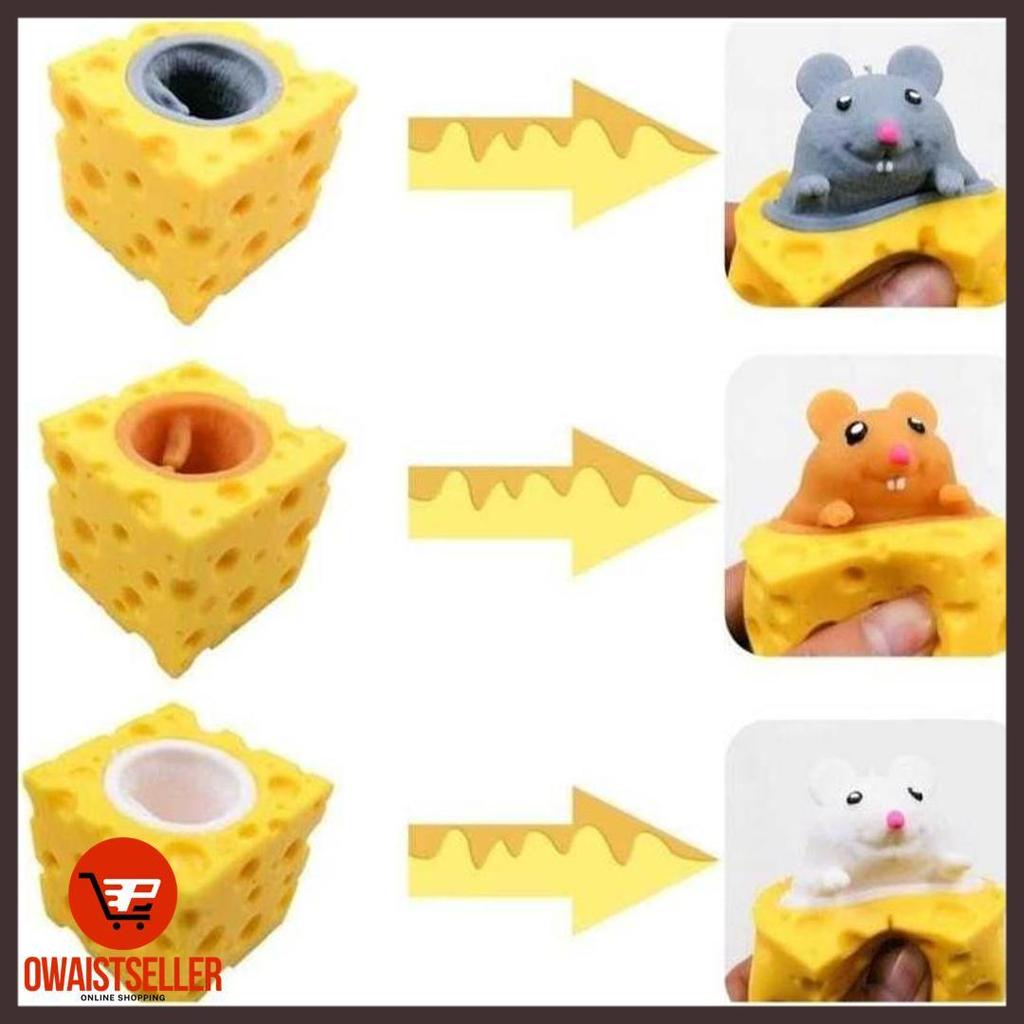 Terlaris Mainan Pop It Squishy Karet Silikon Keju Tikus / Mainan Squishy Tikus Keju Karet Silikon Po