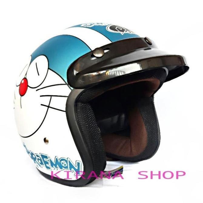Helm Bogo Dewasa Full Cat  JM Gambar Doraemon Warna Biru Doff