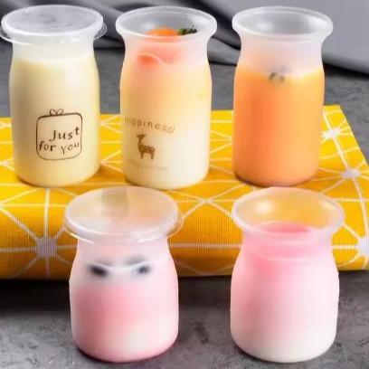 Jar Puding Jelly + Tutup (10Pcs) Cup Yogurt Cup Susu Jar Susu Puding