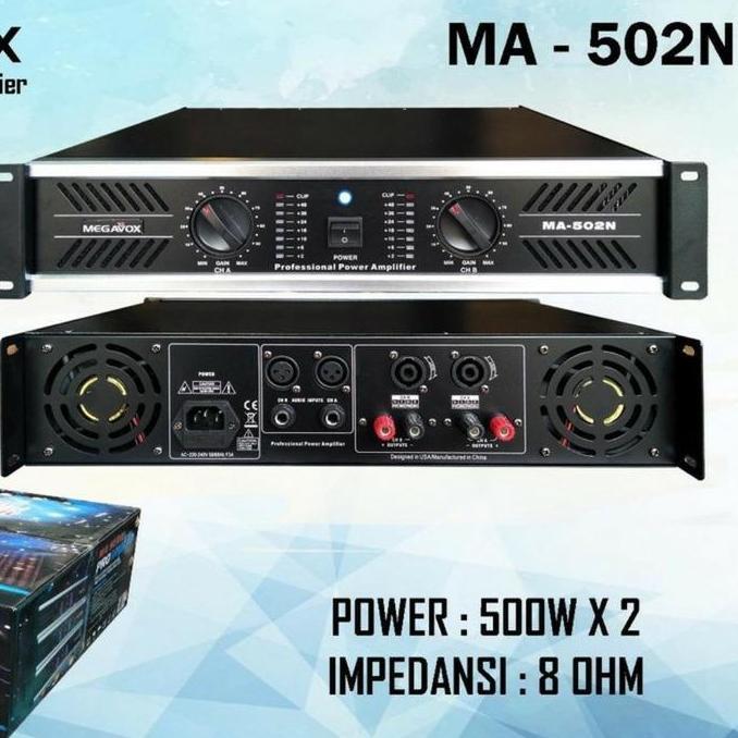 MEGAVOX Power Amplifier MA502N Baru 1000 Watt Mantap untuk Speaker 10/12/15 Inch Garansi 1 Tahun Pen