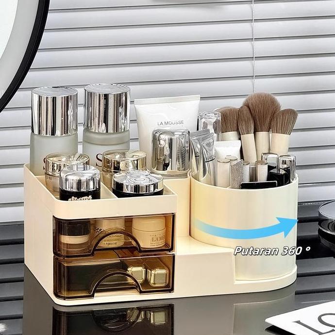 POIRENS Kotak Penyimpanan Kosmetik Sistem Laci Organizer Kosmetik Multifungsi Tempat Khusus Lipstik 