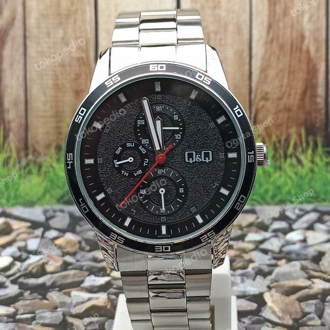 Ready  Q&Q QQ Crono Jam Tangan Pria Strap Rantai Silver AA38J202Y Original