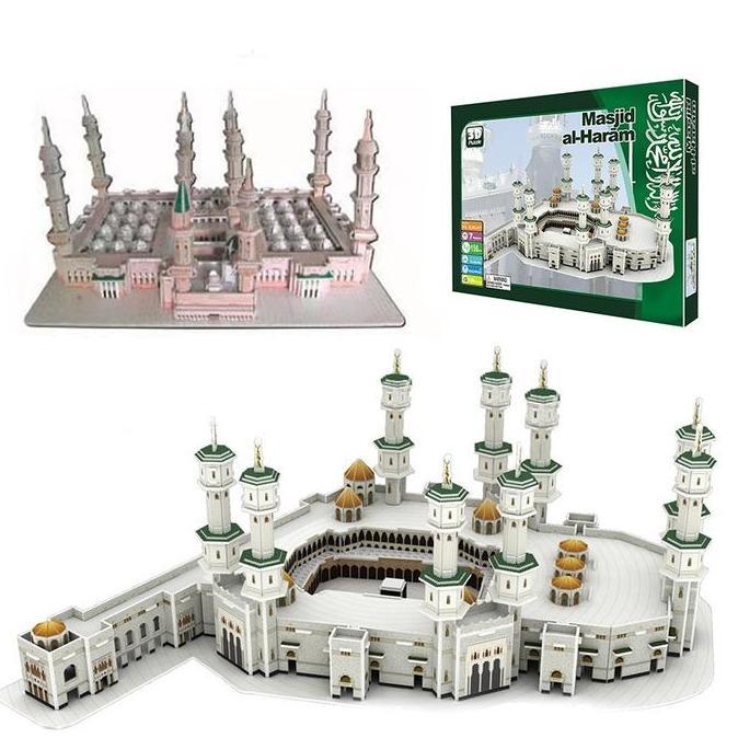 FERAYPO Miniatur Puzzle 3d Masjidil Haram Nabawi - Miniature Bangunan Ibadah - Koleksi Pajangan - Ha