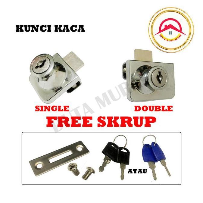 AYOBAKUL Kunci Lemari / Etalase Kaca Jepit Singel  Kunci Lemari / Etalase Kaca Jepit Double 2 Daun K