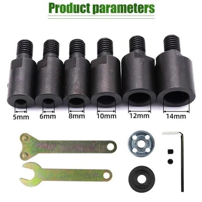 YUZABA Arbor Mandrel Connector M10 Konektor Adaptor Dinamo Ke Gerinda 5MM / 6MM / 8MM / 10MM / 12MM