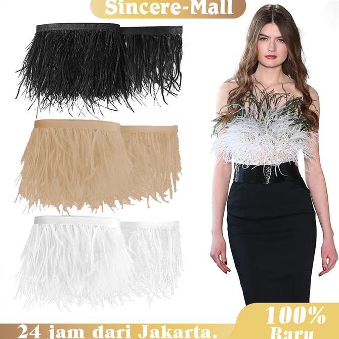FERAYPO 1 Meter Bulu Ostrich Bulu Ostrich Feather Pendek Ostrich Fur Peryard