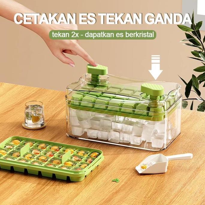JC Ice Cube Maker 28 Grid Cetakan Es Batu Kristal Transparan, Pembuat Es Batu Mini Praktis, Tempat E