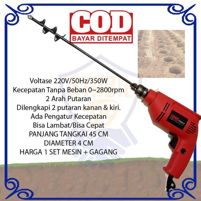 Promo Mesin Bor Listrik Penggali Tanah Taman Pembuat Lobang Tanam Auger Spiral Drill Head Biopori