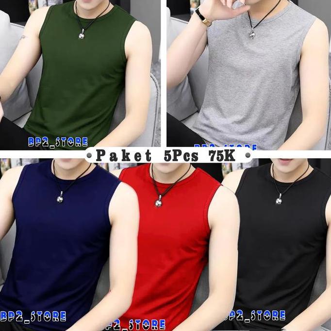 NEW PAKET 5 PCS 75K KAOS KENSI PRIA DEWASA / SINGLET PRIA POLOS / BAJU SINGLET PRIA DEWASA / KAOS KU