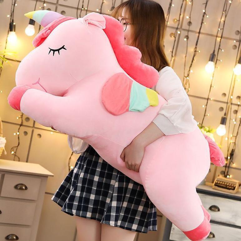 Boneka Unicorn XL Kuda Poni Lying XL Bahan Plush Lembut Lucu Mainan anak 70 cm Lucu Lembut DISKON