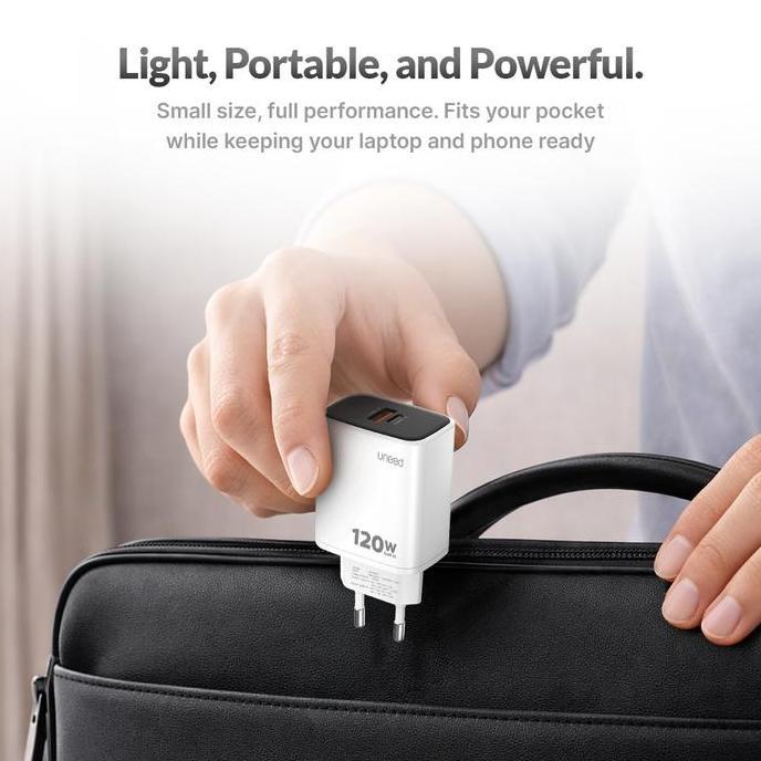 Murah Uneed Gan 3 Charger 120W Super Vooc Hypercharge 2 Port Pd 3.0 Qc 3.0 Pps Fast Charging Uch437