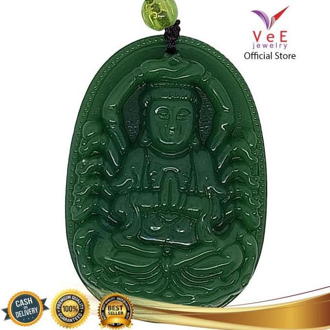 Kalung Liontin Batu Giok Asli Cina Dewi Betari Durga Uma Parwati Oval