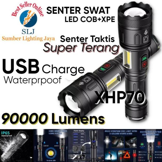 SENTER SWAT POLICE 200W TERBAIK / SENTER LED RECHARGEABLE / SENTER CAS