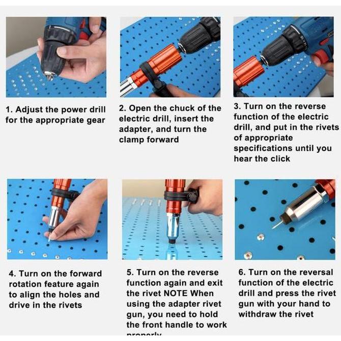 adaptor tang rivet ke mesin bor / Adaptor paku rivet gun elektrik
