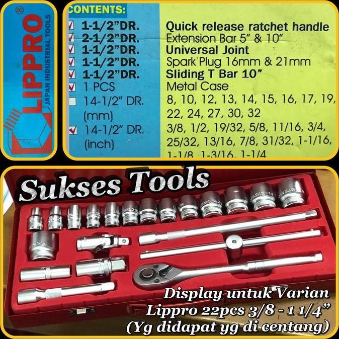 Ready 1/2 DR Socket Set Kunci Sok Set Lippro 22 pcs / Sock Set LIPPRO