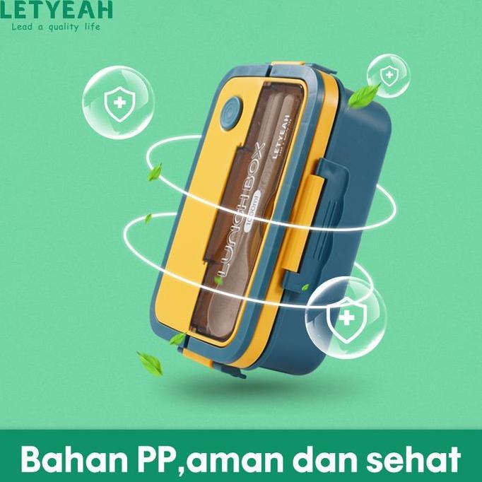 Lunch Box SetLetyeah 3 Grid Lunch Box Set 1000Ml/Kotak Bekal Makan Anti Tumpah/Tas Bekal Set