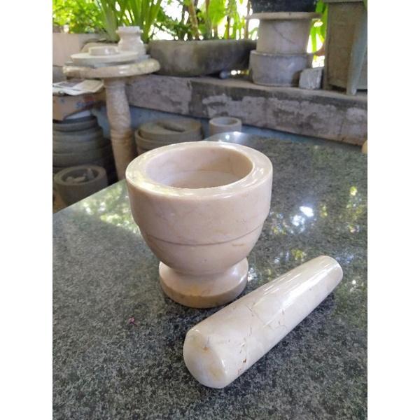Lumpang Alu Batu Lesung Mini Marmer Asli Tumbukan Tumbuk Obat Puyer Ulekan Ulek Mortar & Pestle 4/11