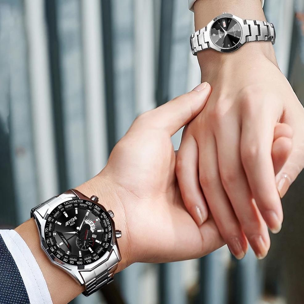 TERBARU AIYISHI Jam Tangan Couple Anti Air Original Rantai Couple Watch Model 1623 1658