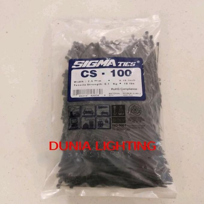 Sigma ties cs-100 black kabel ties sigma hitam cs 100 qty 1000pcs