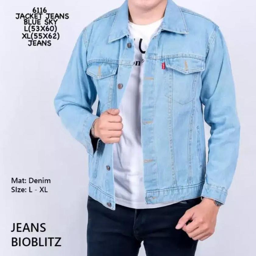 SUPER DEAL JAKET JEANS PRIA DENIM COWOK KEREN DISTRO TERBARU BAHAN TEBAL UKURAN JUMBO MURAH MOTOR HI