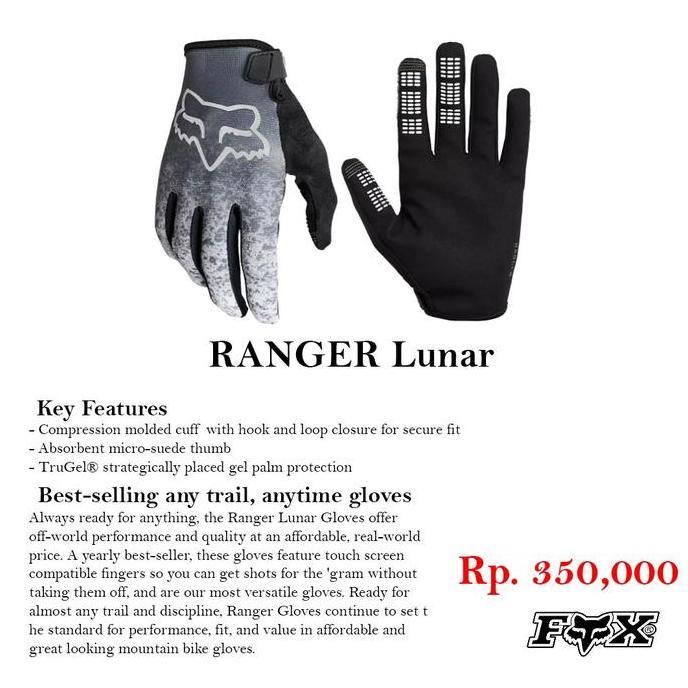 Glove Fox Ranger Lunar Grey Gloves - Sarung tangan sepeda full finger original