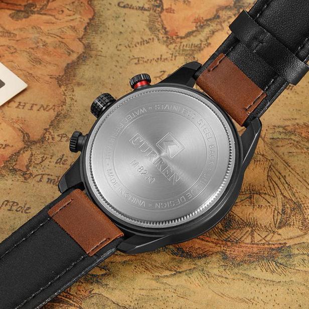 Terbaru Curren 8250 Jam Tangan Pria Analog Tali Kulit Chronograph Tidak Aktif Currenos