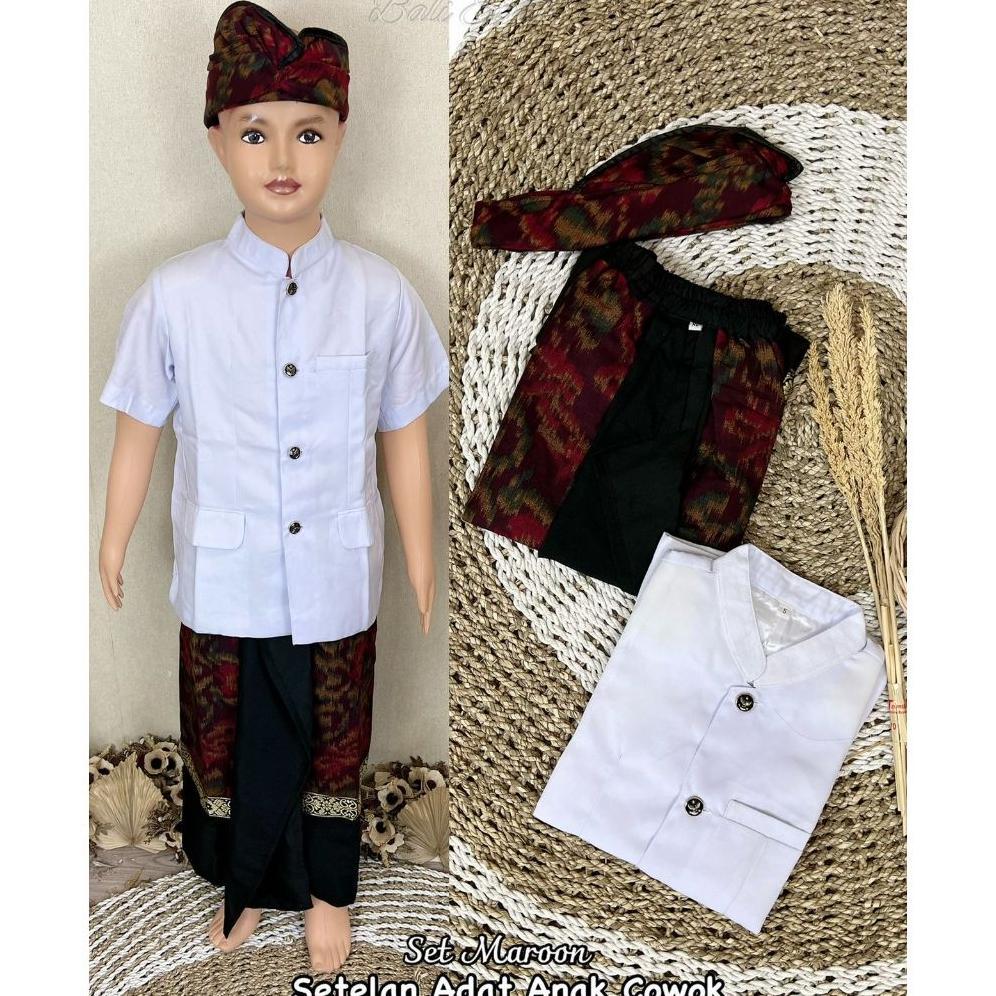 Best Seller Set Busana Adat Ke Pura /Pakaian Adat Bali Pria / Set Busana Adat Pria/ Set Kamen Saput 