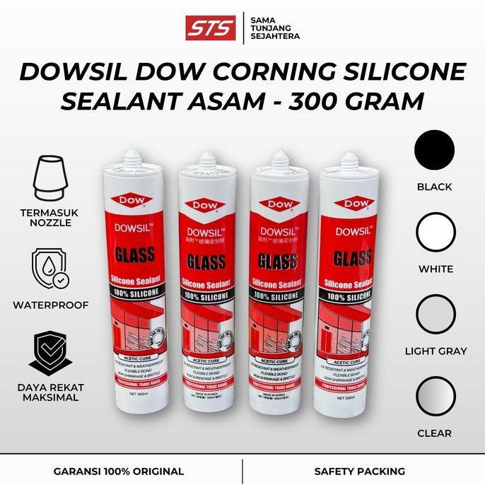 Ready DOWSIL DOW CORNING SILICONE SEALANT ASAM CLEAR / BLACK / WHITE / LIGHT GRAY - LEM SILIKON ELAS