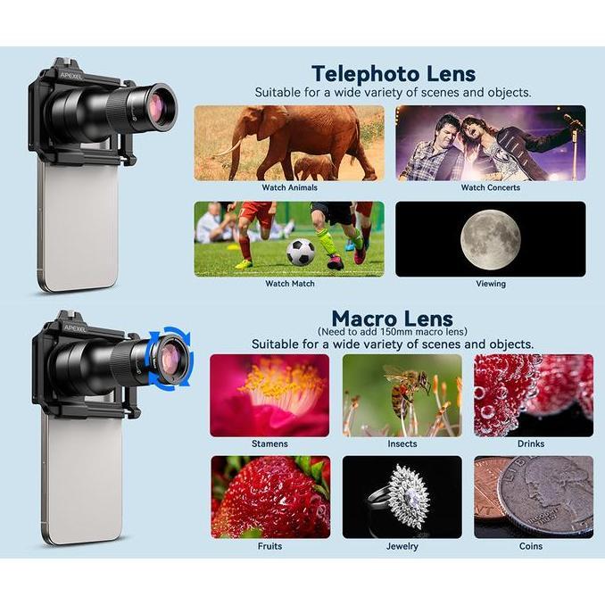 Produk Terbaru Lensa Tele Smartphone Telephoto Zoom & Macro Lens Apexel - Apl-Tm6