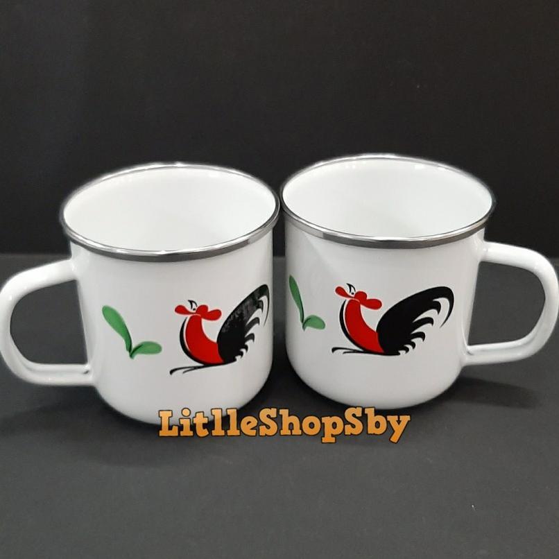 Gelas Enamel 9Cm / Mug Enamel 9Cm Ayam Jago