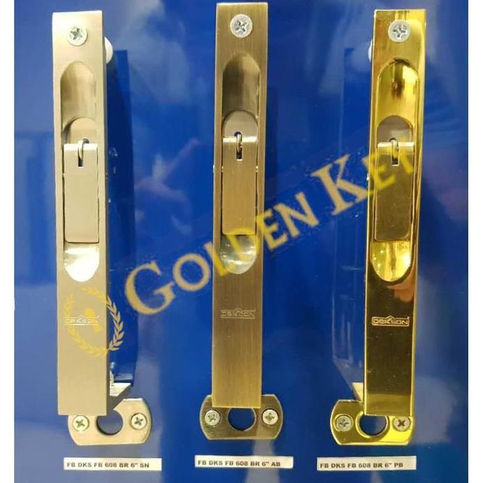 Flush Bolt Dekkson FB 608 BR 6" + 12" Inch Grendel Tanam Slot Kayu