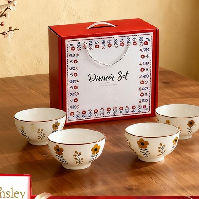 Aynsley-Souvenir Mangkuk Set Porselen Biru Dan Putih Bermutu Tinggi Mangkuk Keramik Kotak Hadiah Man