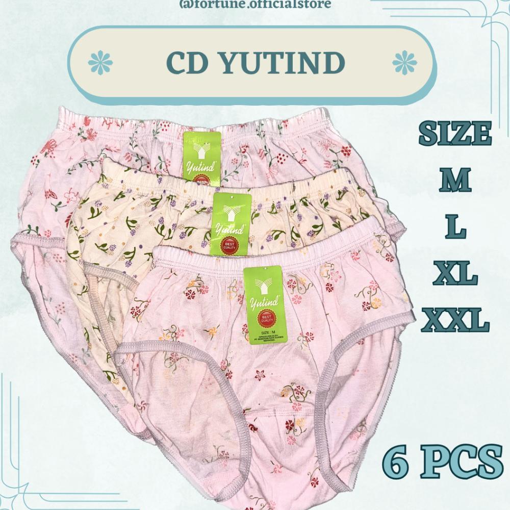 Celana Dalam Wanita Bahan Katun Merk Yutind 6 Pcs / Cd / Sempak / Celqna / Cawet / Pakaian Dalam Cew