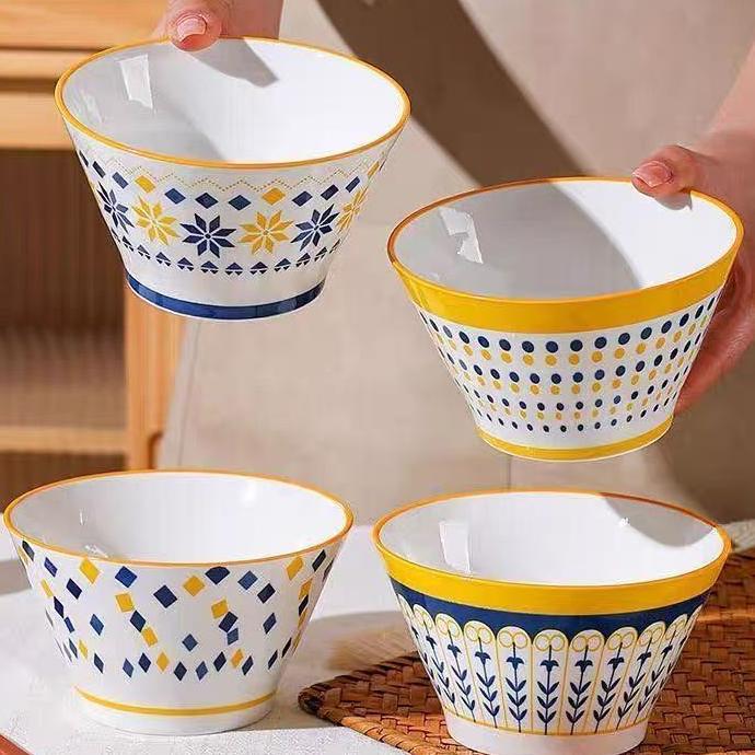 Liveria Mangkok Keramik Motif Jepang Rice Bowl Aesthetic Tahan Panas 5 Inch